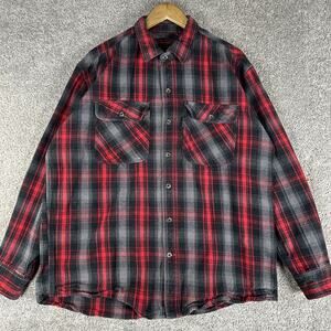 Five Brother Flannel Shirt Men XL Red Tartan Plaid Heavy Cotton L/S Workwear